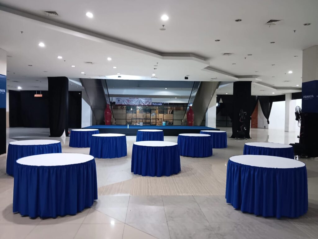 Sewa Meja Bulat Cover Bekasi